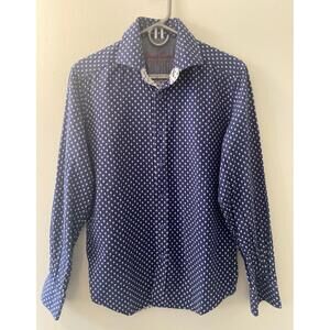 Robert Graham Men's Size S Skull Head Print Blue And White LS Button